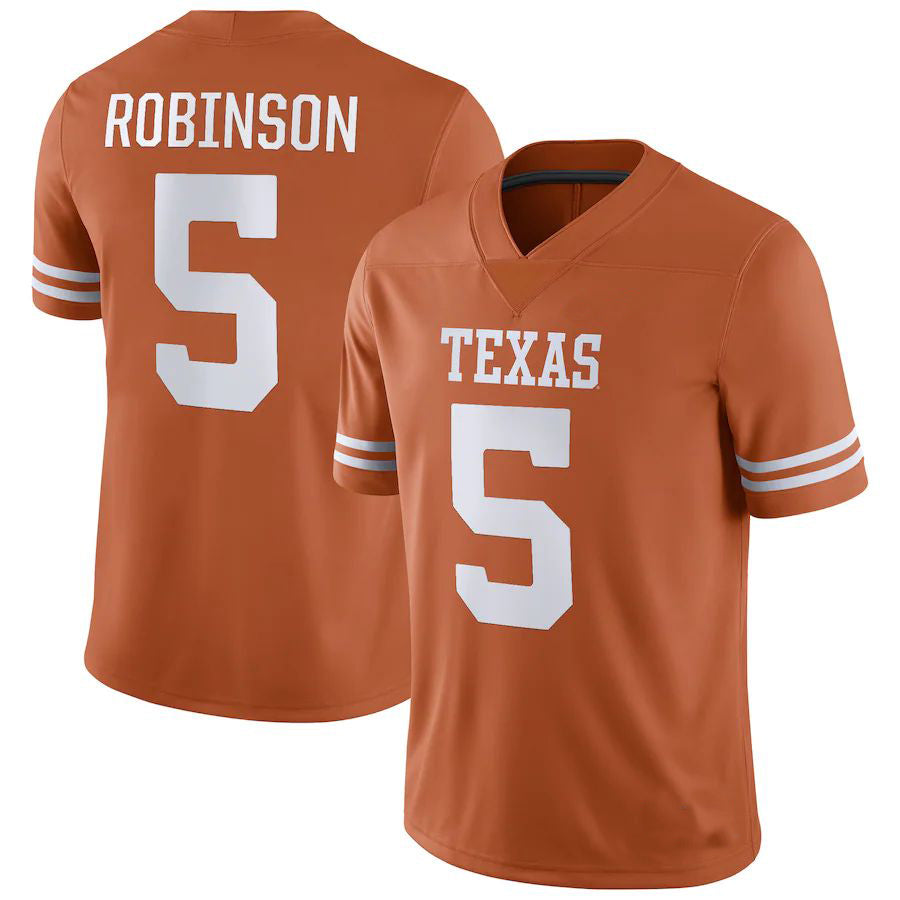 T.Longhorns #5 Bijan Robinson NIL Replica Football Jersey Texas Orange Stitched American College Jerseys - Main View