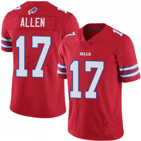 B.Bills #17 Josh Allen Red Limited Rush Jersey American Stitched Football Jerseys - Main View
