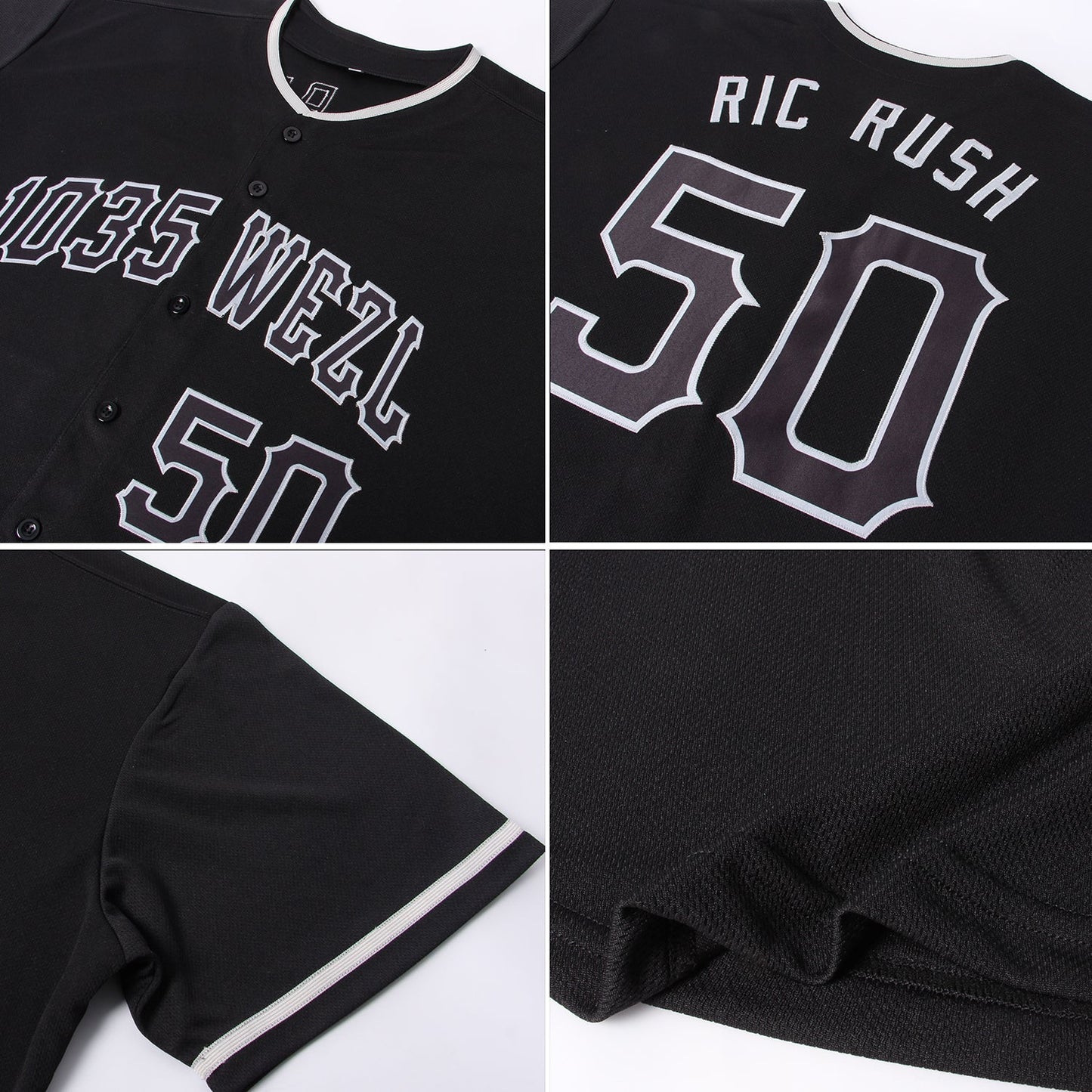 Custom Black Black-Gray Authentic Baseball Jersey view 6