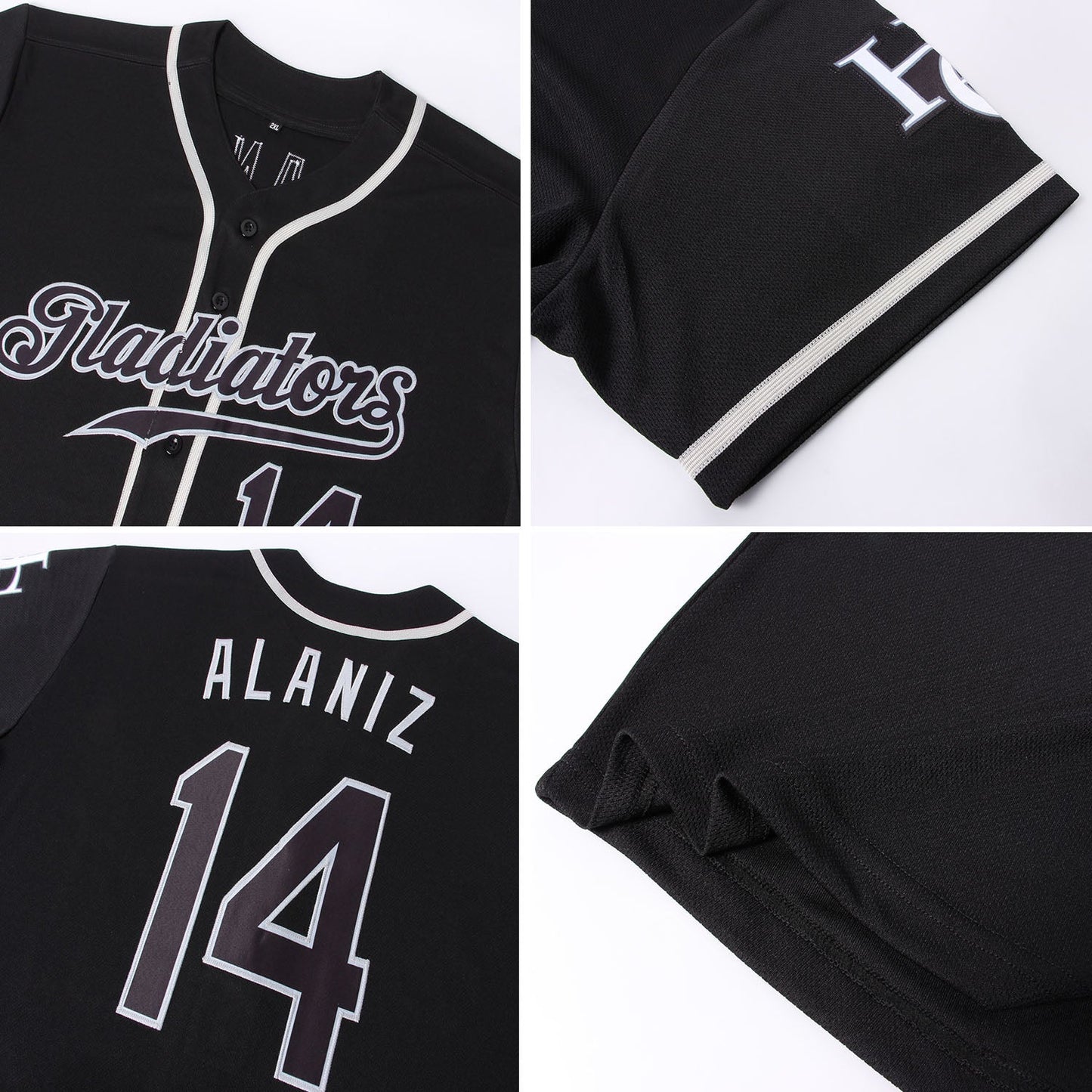 Custom Black Black-Gray Authentic Baseball Jersey view 6