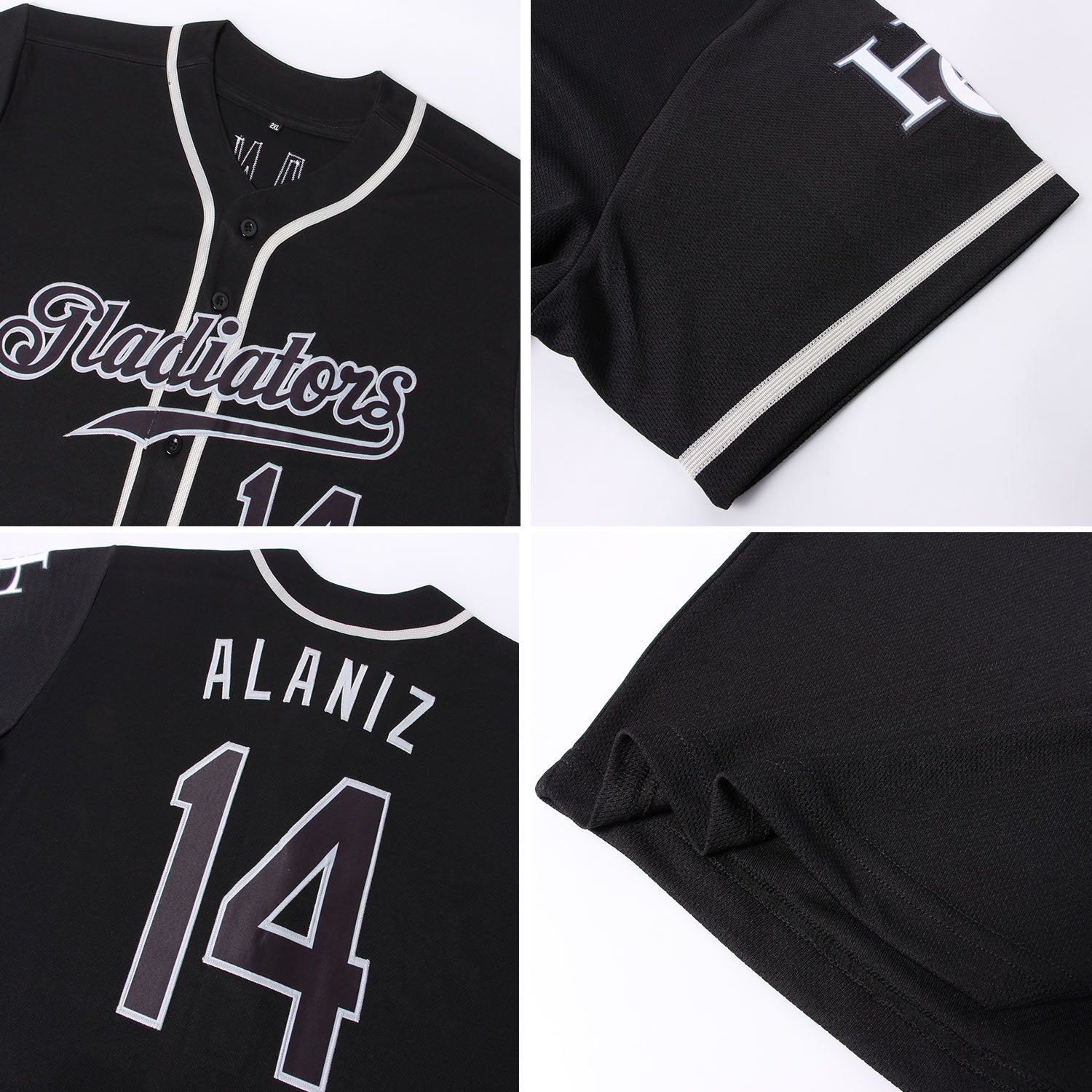 Custom Black Black-Gray Authentic Baseball Jersey view 6