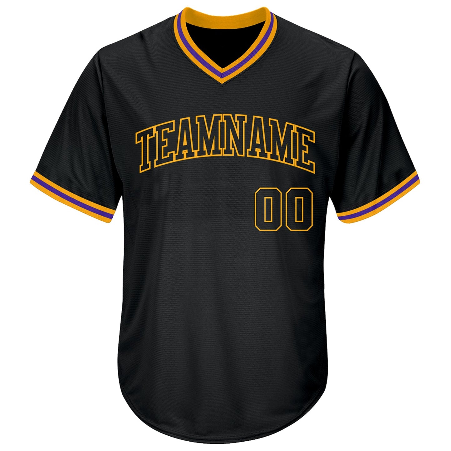 Custom Black Black-Gold Authentic Throwback Rib-Knit Baseball Jersey Shirt view 2