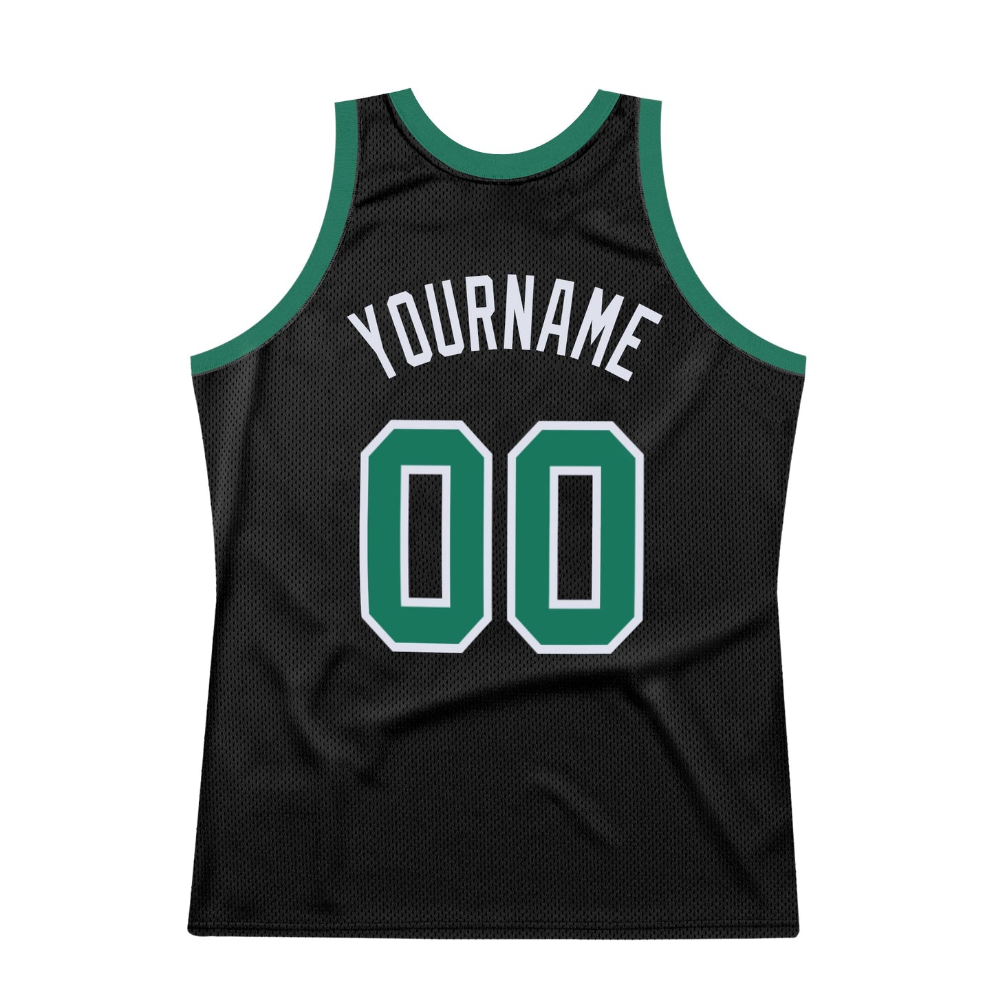 Custom Black Kelly Green-White Authentic Throwback Basketball Jersey view 6