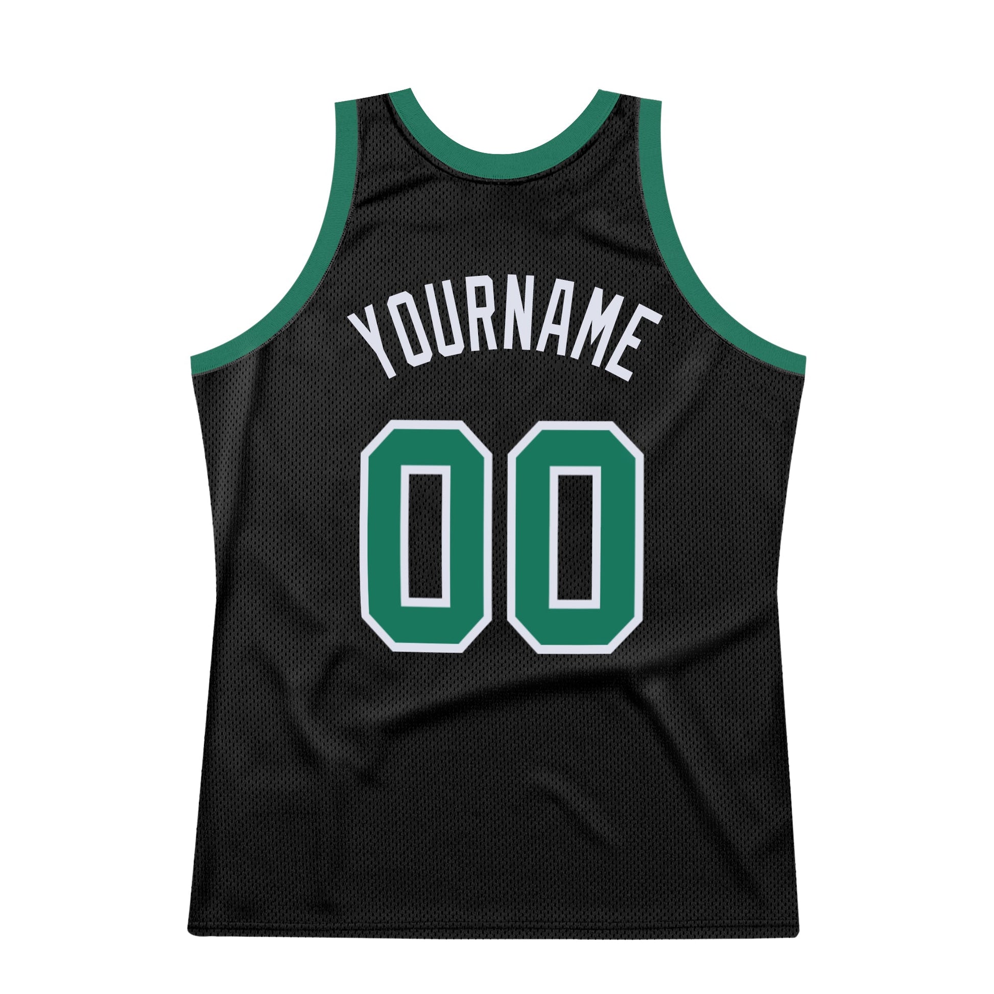 Custom Black Kelly Green-White Authentic Throwback Basketball Jersey view 6