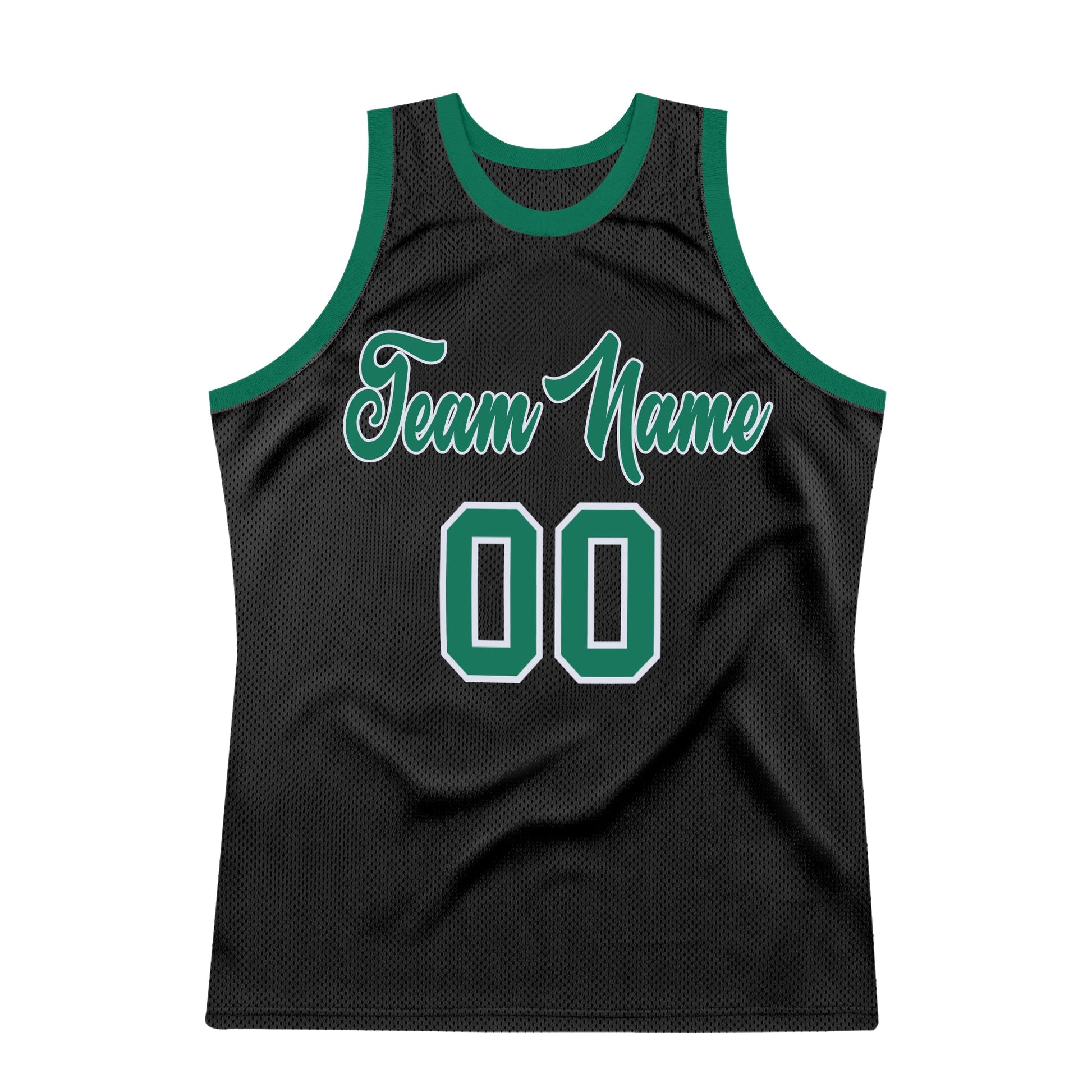 Custom Black Kelly Green-White Authentic Throwback Basketball Jersey view 7