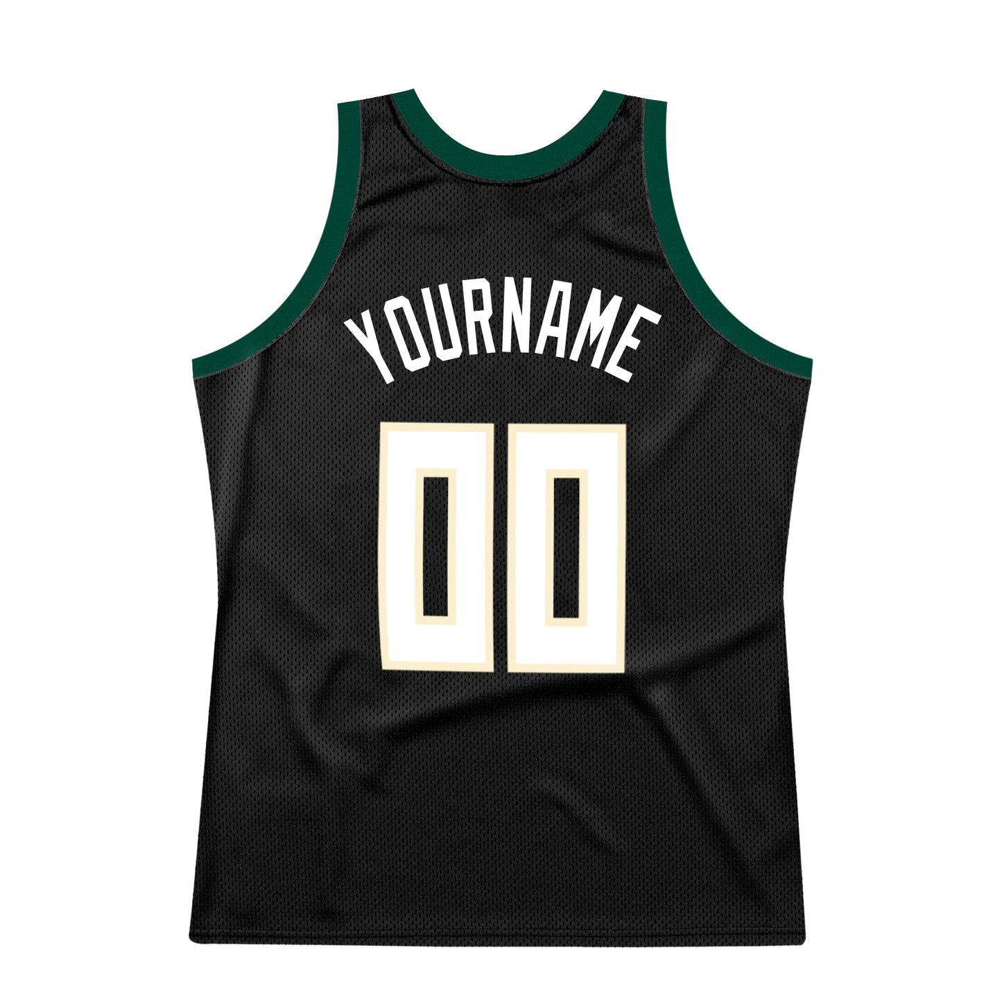 Custom Black White-Hunter Green Authentic Throwback Basketball Jersey view 6