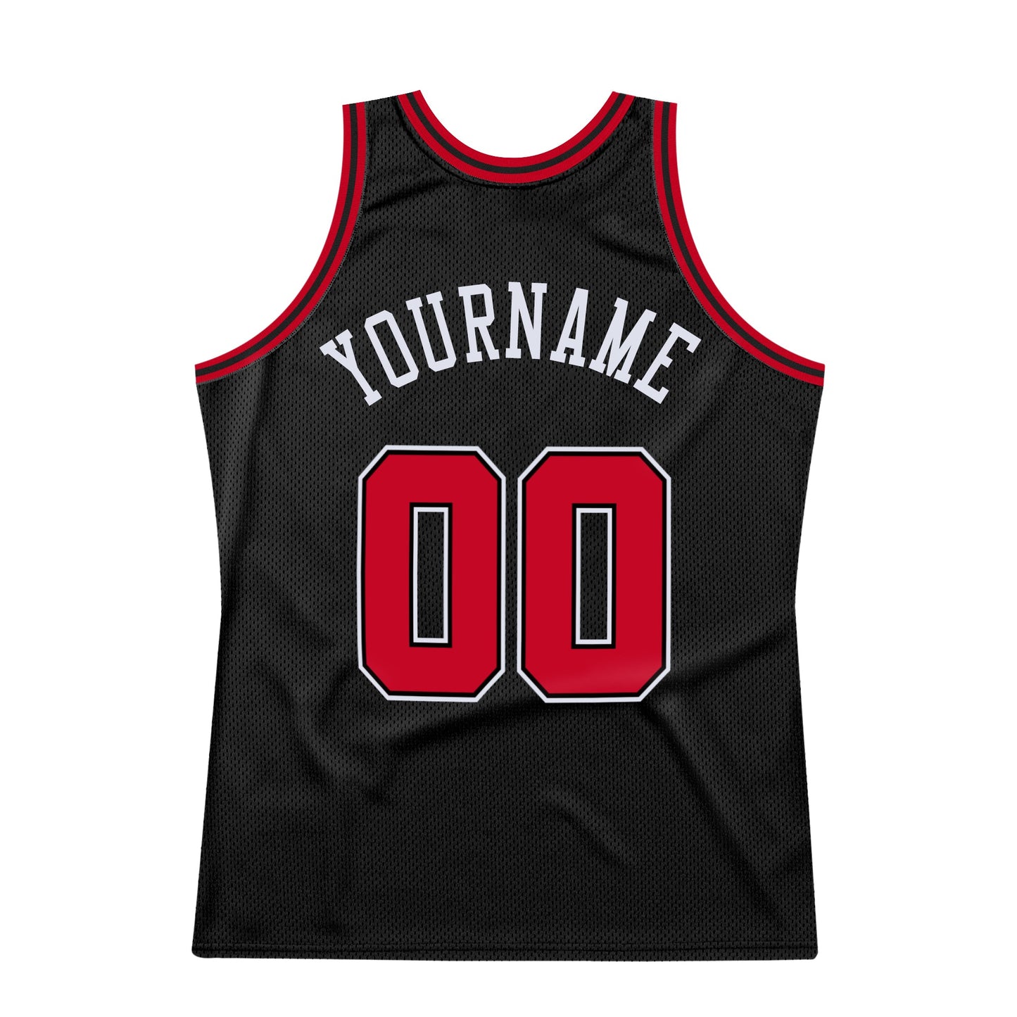 Custom Black Red-White Authentic Throwback Basketball Jersey view 6