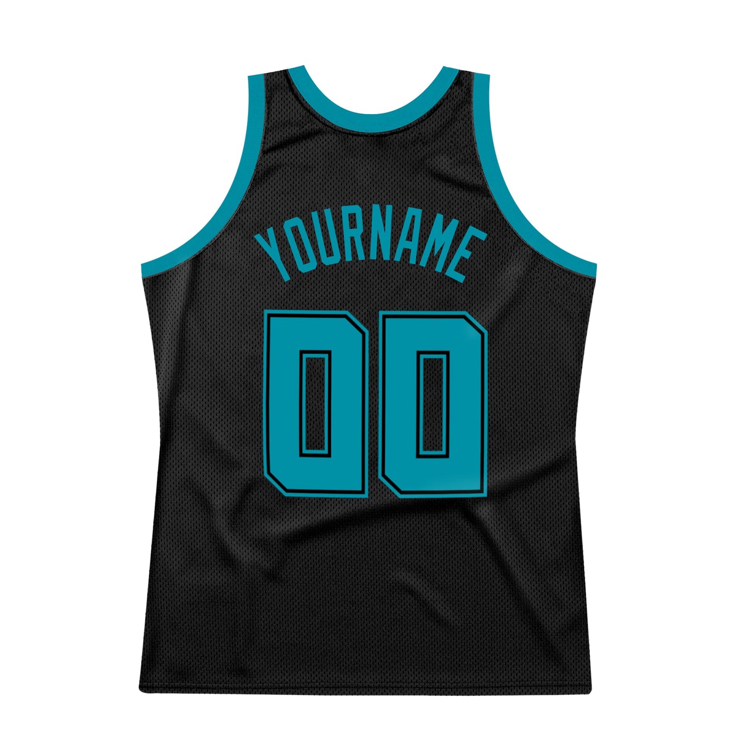 Custom Black Teal Authentic Throwback Basketball Jersey view 6