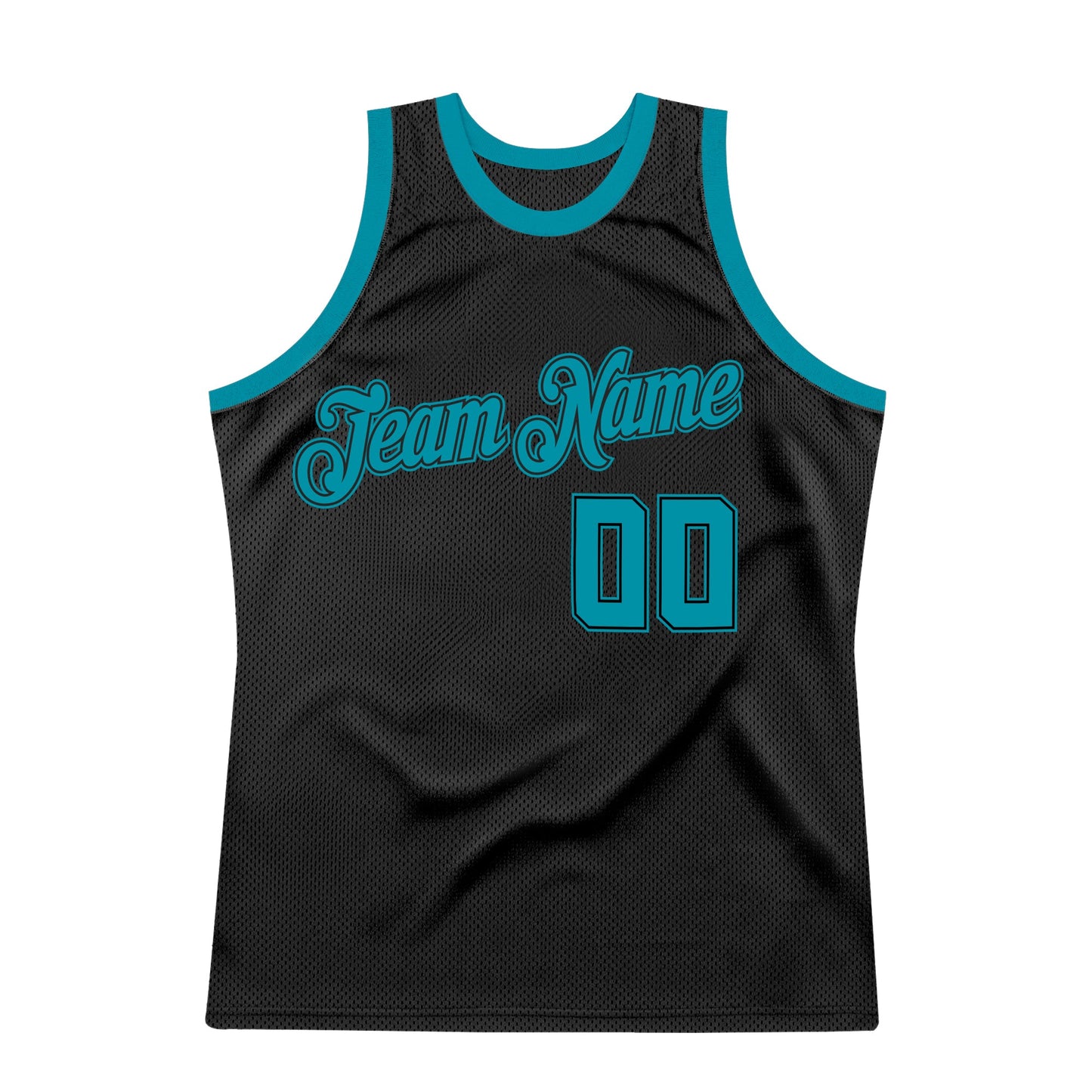 Custom Black Teal Authentic Throwback Basketball Jersey view 7