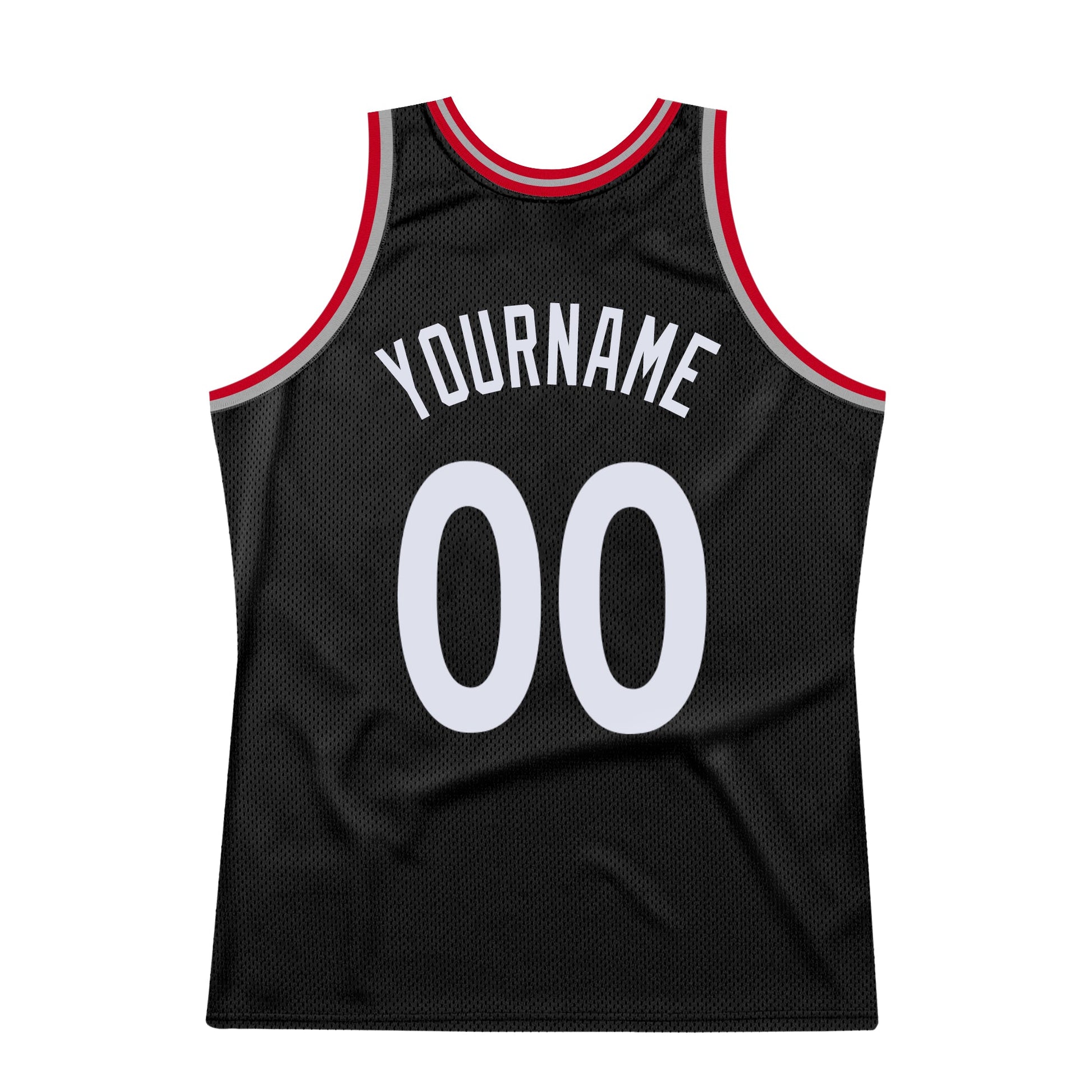 Custom Black White-Red Authentic Throwback Basketball Jersey view 6