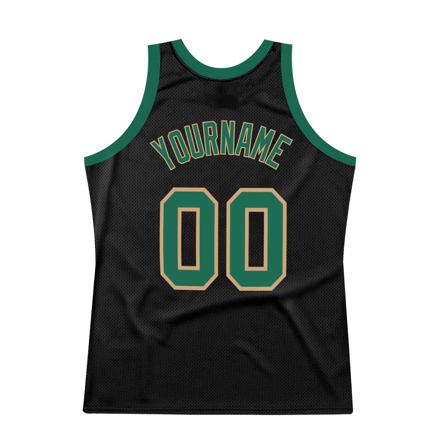 Custom Black Kelly Green-Old Gold Authentic Throwback Basketball Jersey view 6