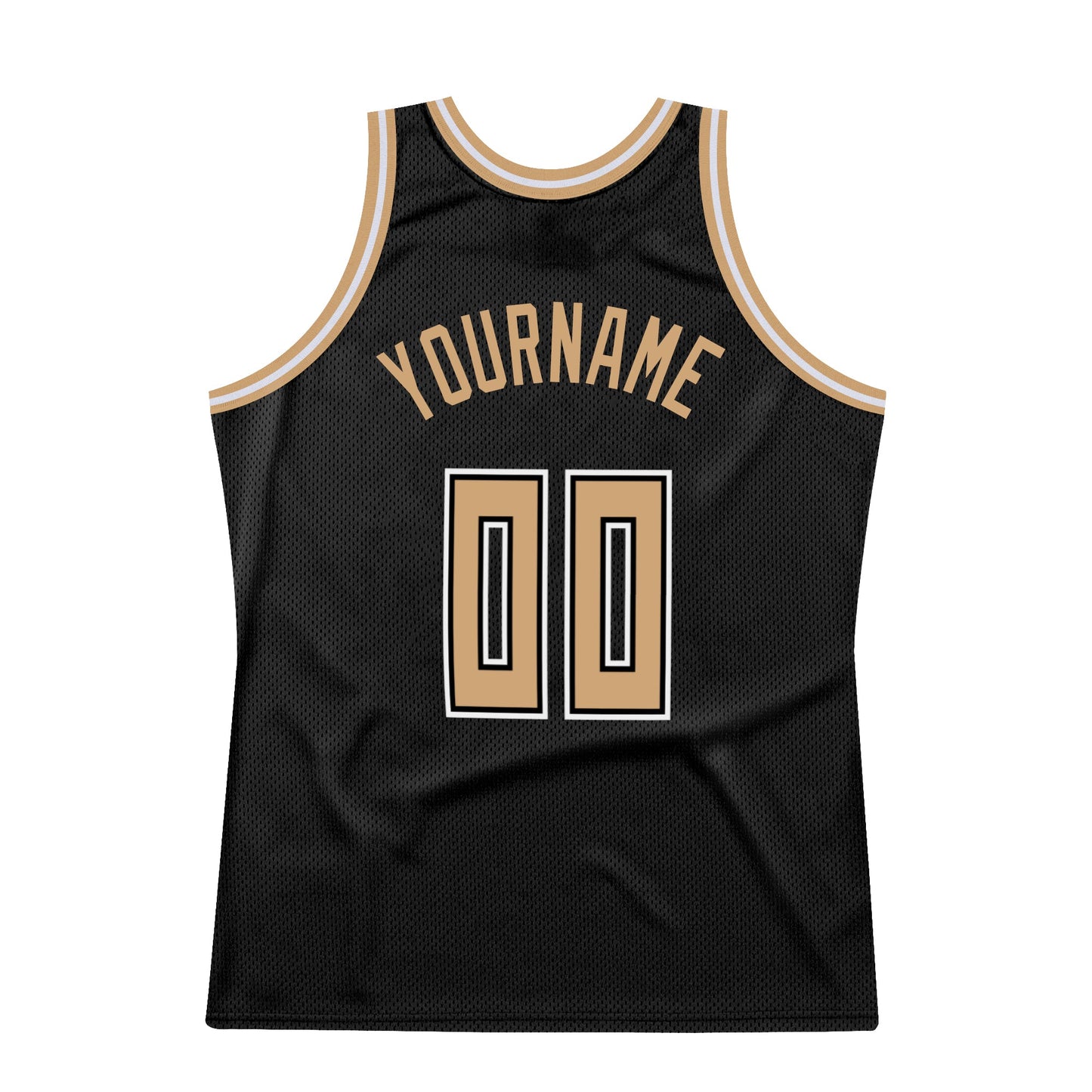 Custom Black Old Gold-White Authentic Throwback Basketball Jersey view 6