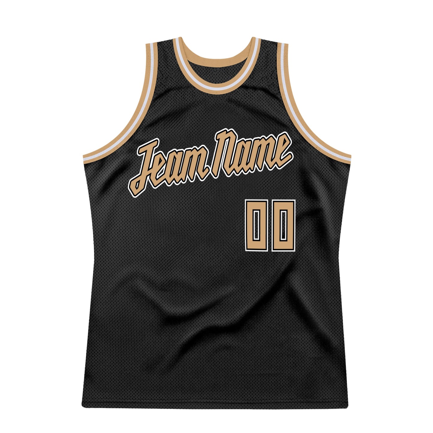 Custom Black Old Gold-White Authentic Throwback Basketball Jersey view 7