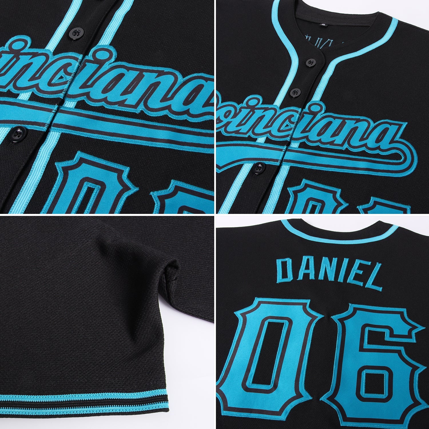 Custom Black Teal Authentic Baseball Jersey view 2