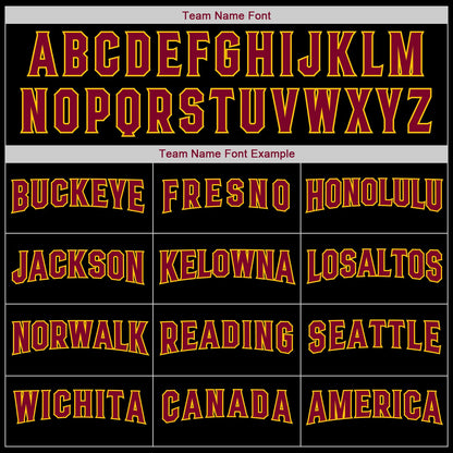Custom Black Crimson-Gold Authentic Baseball Jersey view 4