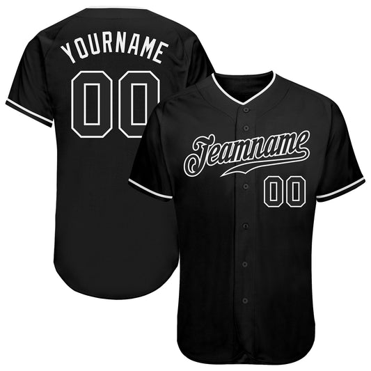 Custom Black Black-White Authentic Baseball Jersey - Main View