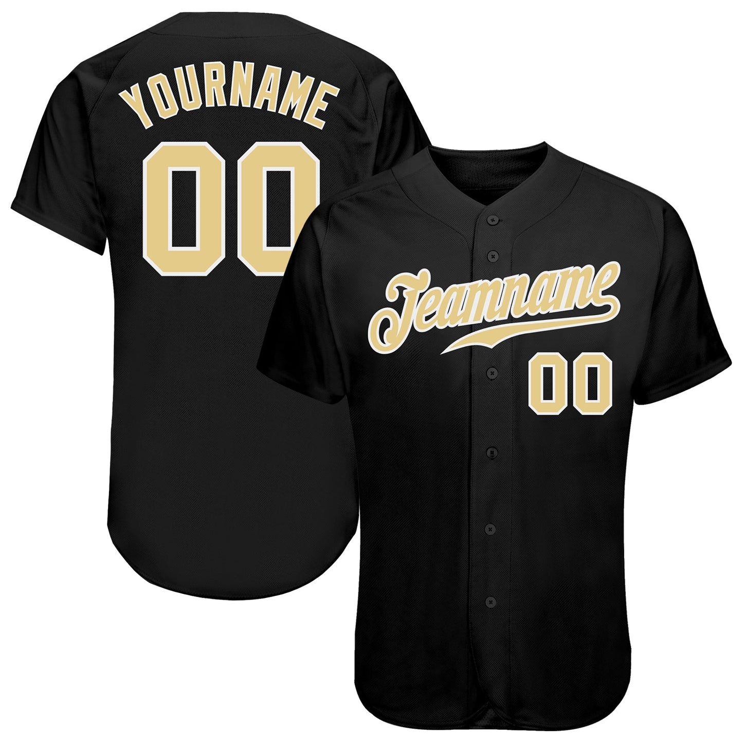 Custom Black Vegas Gold-White Authentic Baseball Jersey - Main View