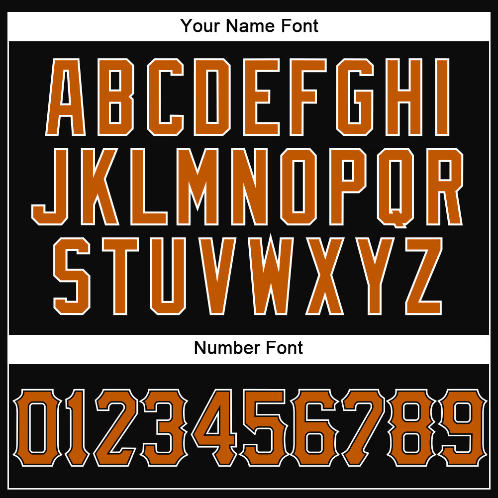 Custom Black Texas Orange-White Authentic Baseball Jersey view 5
