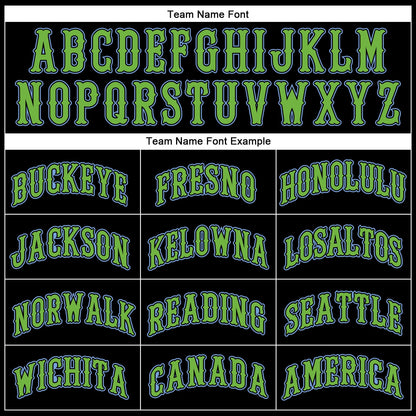 Custom Black Light Blue Pinstripe Neon Green Authentic Baseball Jersey view 4
