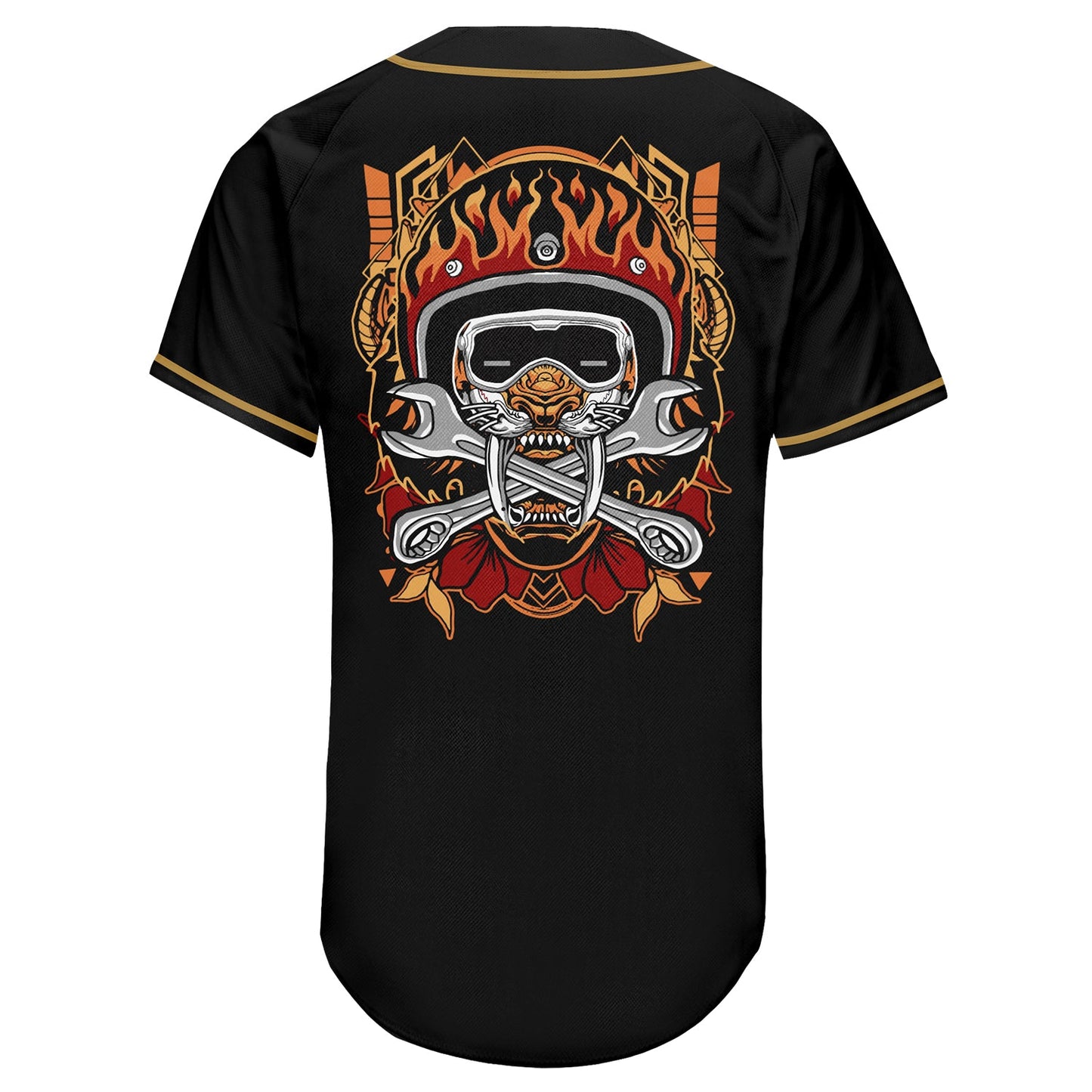 Custom Black Black-Old Gold Authentic Skull Fashion Baseball Jersey view 5