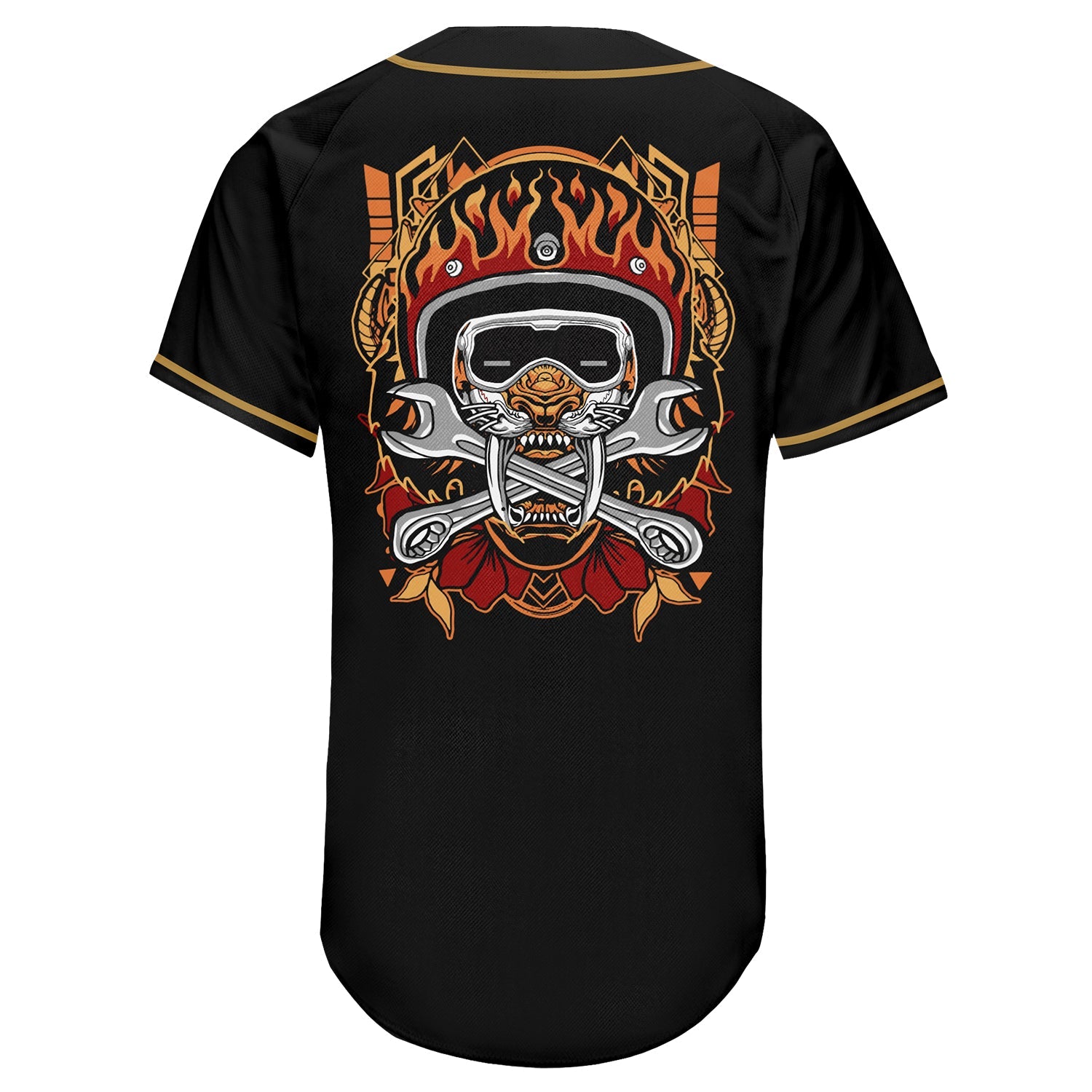 Custom Black Black-Old Gold Authentic Skull Fashion Baseball Jersey view 5