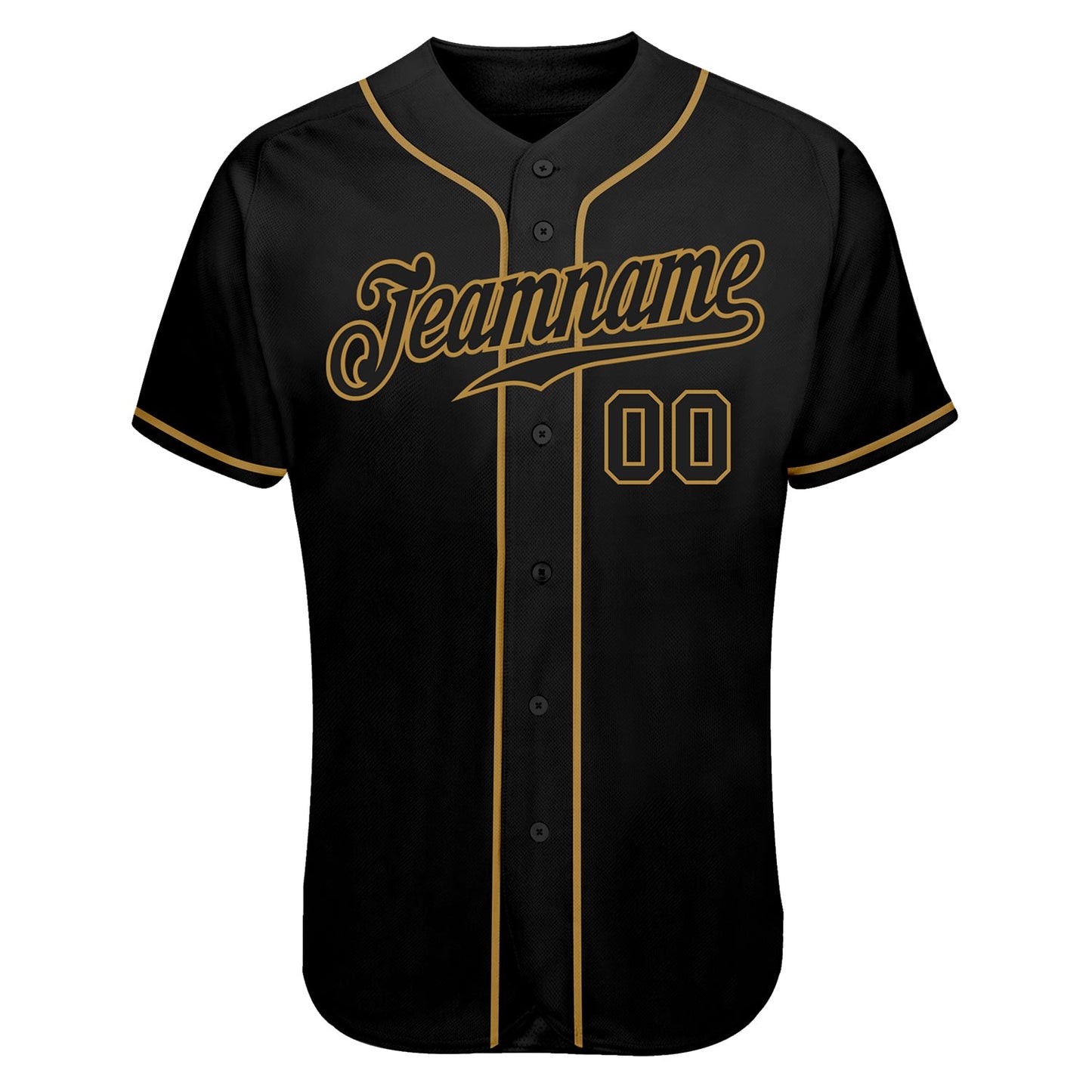 Custom Black Black-Old Gold Authentic Skull Fashion Baseball Jersey view 6