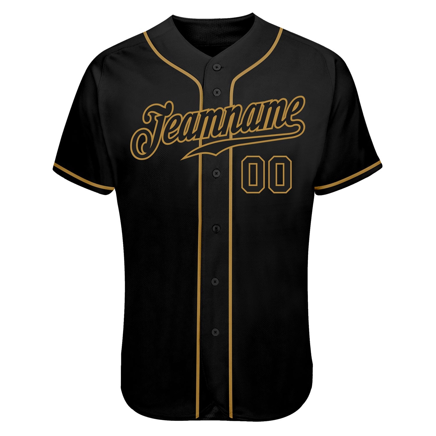 Custom Black Black-Old Gold Authentic Skull Fashion Baseball Jersey view 6