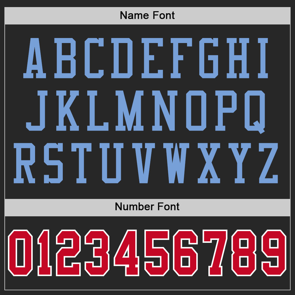Custom Black Red-Light Blue Mesh Authentic Throwback Football Jersey view 4