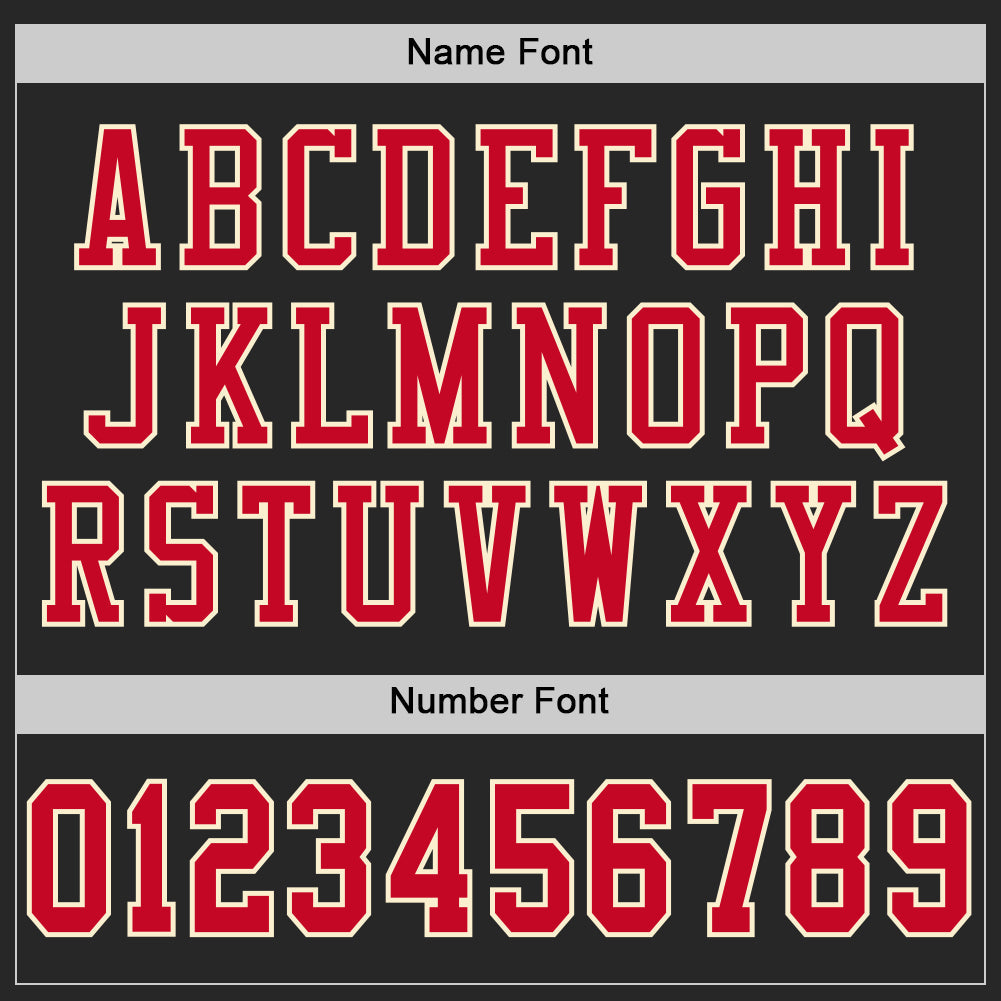 Custom Black Red-Cream Mesh Authentic Throwback Football Jersey view 4