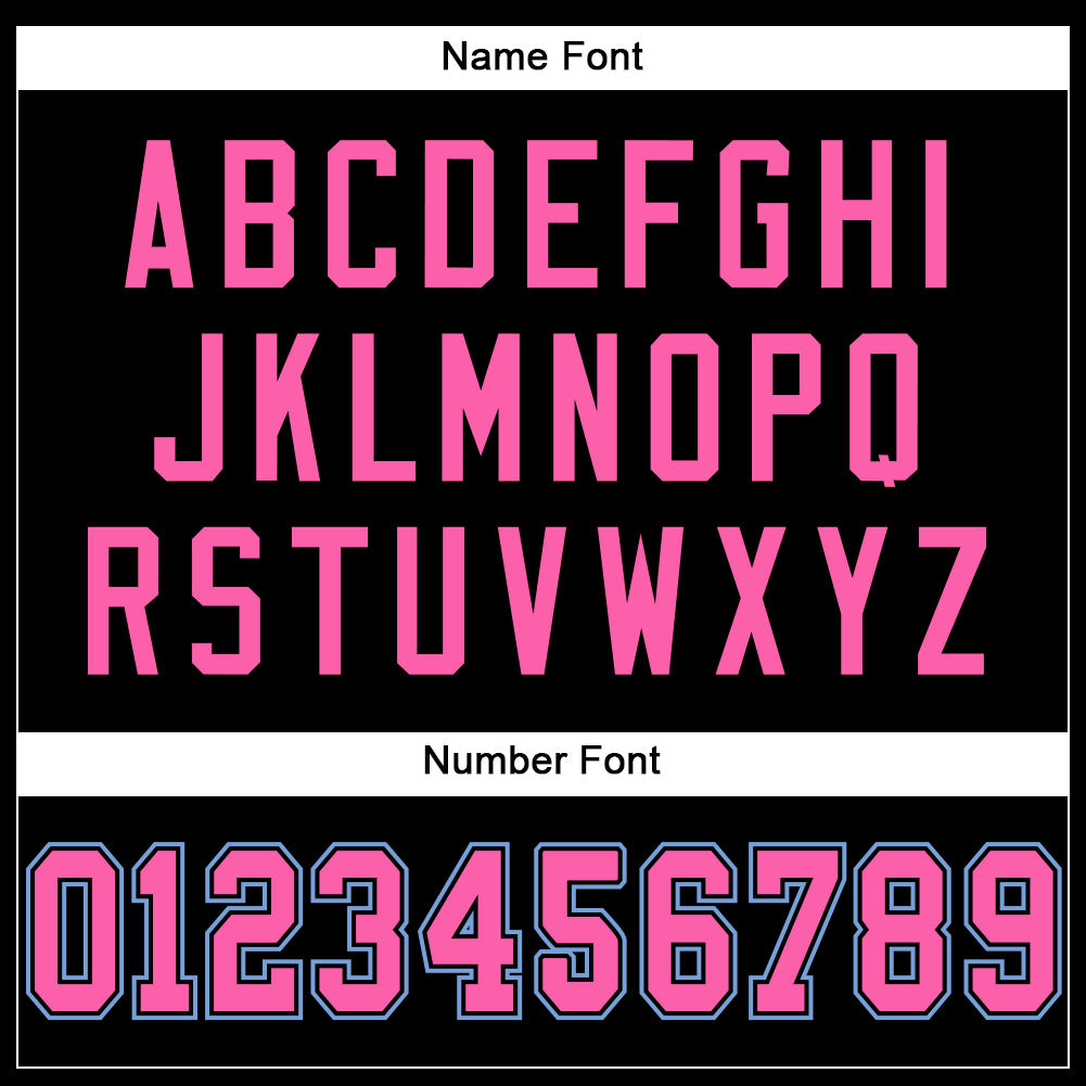 Custom Black Pink-Light Blue Mesh Authentic Football Jersey view 4