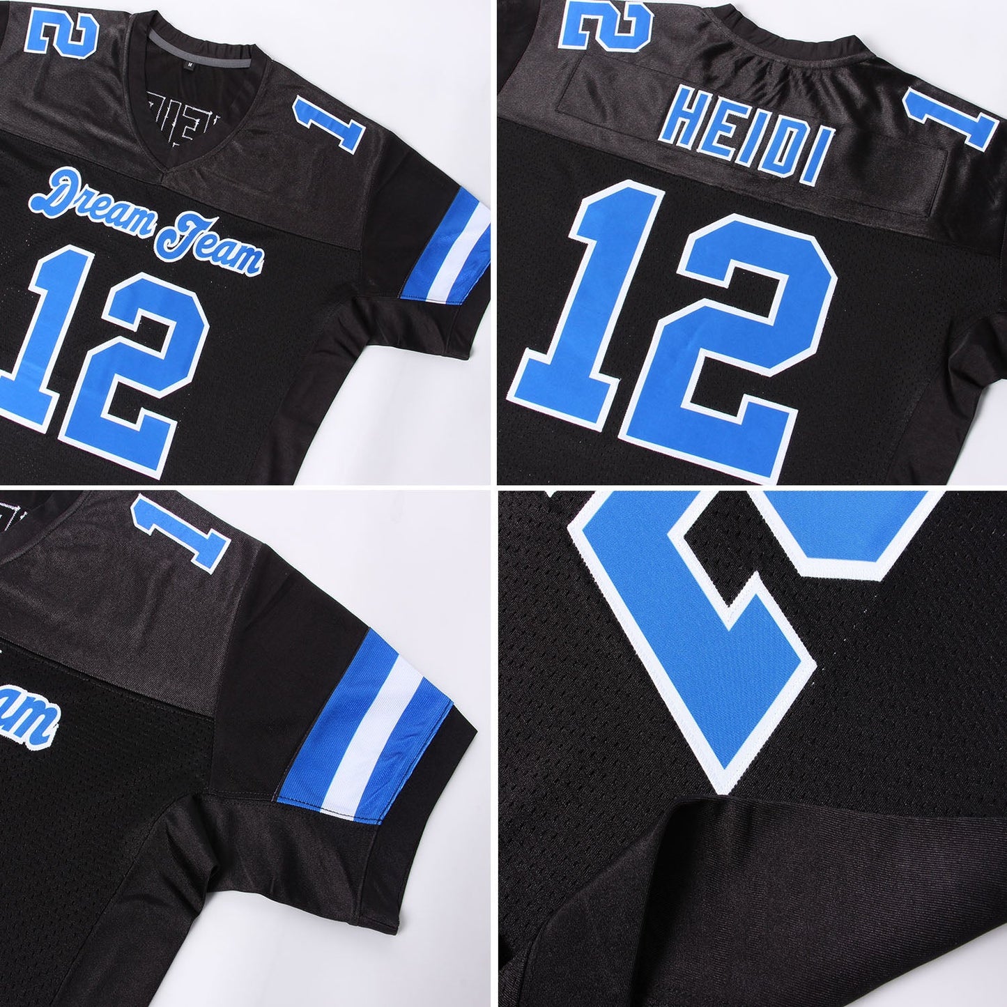 Custom Black Royal-White Mesh Authentic Football Jersey view 5