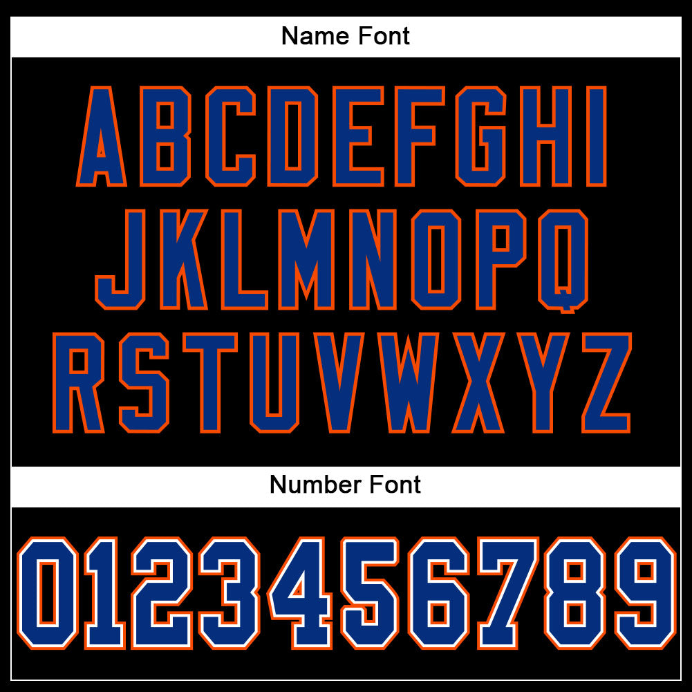 Custom Black Royal-Orange Mesh Authentic Football Jersey view 4