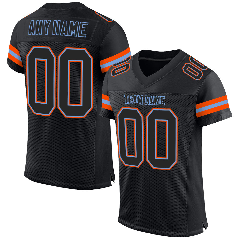 Custom Black Black-Orange Mesh Authentic Football Jersey - Main View