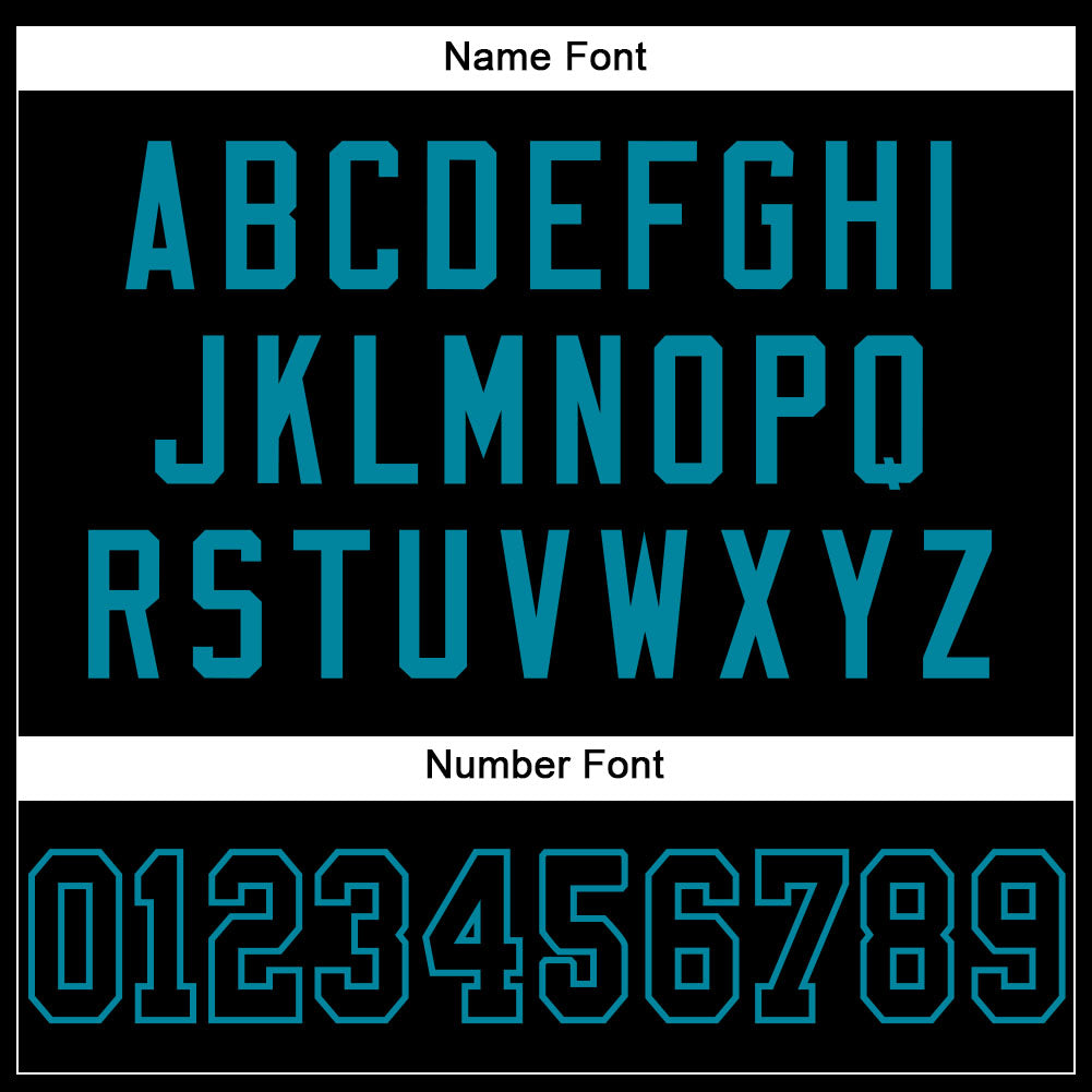 Custom Black Black-Teal Mesh Authentic Football Jersey view 4