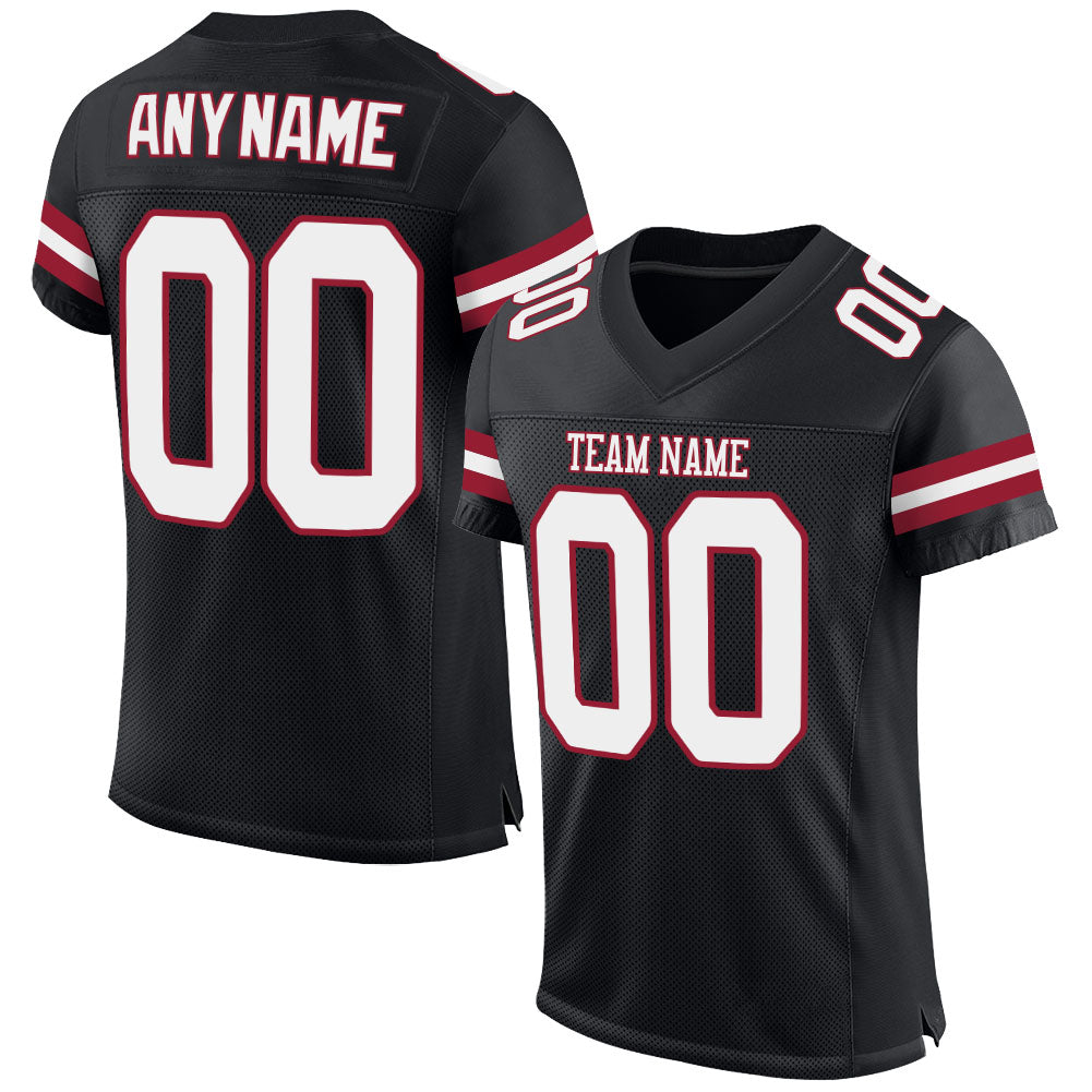 Custom Black White-Cardinal Mesh Authentic Football Jersey - Main View