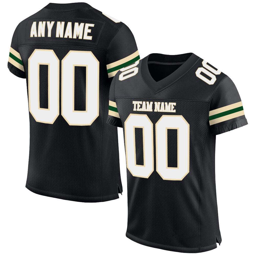 Custom Black White-Cream Mesh Authentic Football Jersey - Main View
