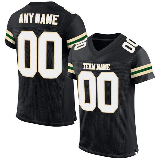 Custom Black White-Cream Mesh Authentic Football Jersey - Main View