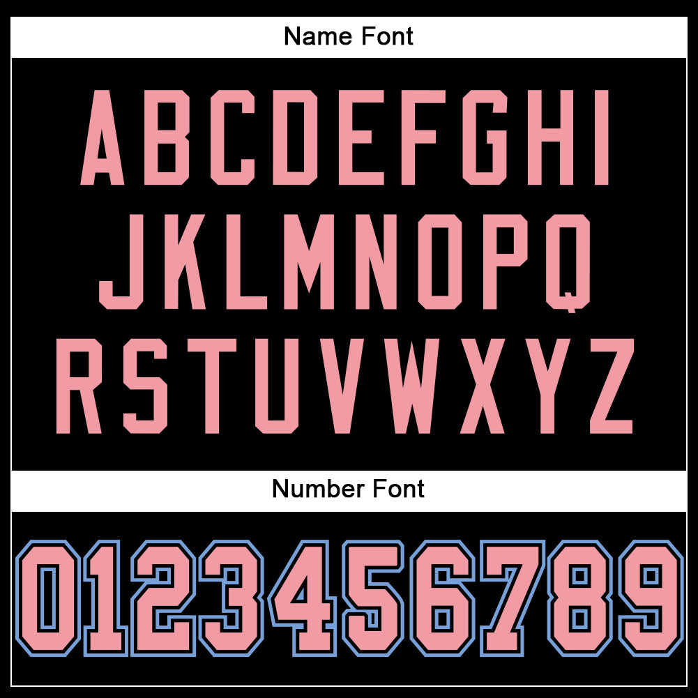Custom Black Medium Pink-Light Blue Mesh Authentic Football Jersey view 4