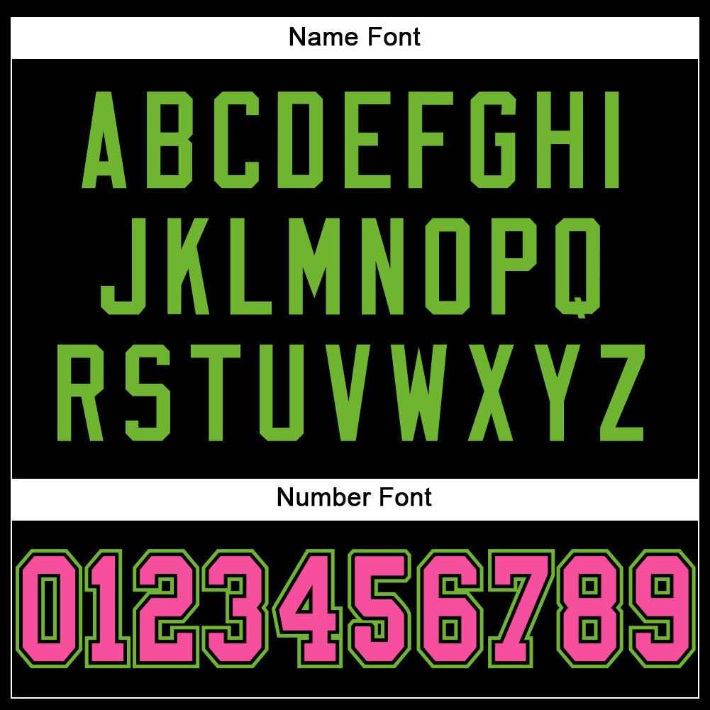 Custom Black Pink-Neon Green Mesh Authentic Football Jersey view 4