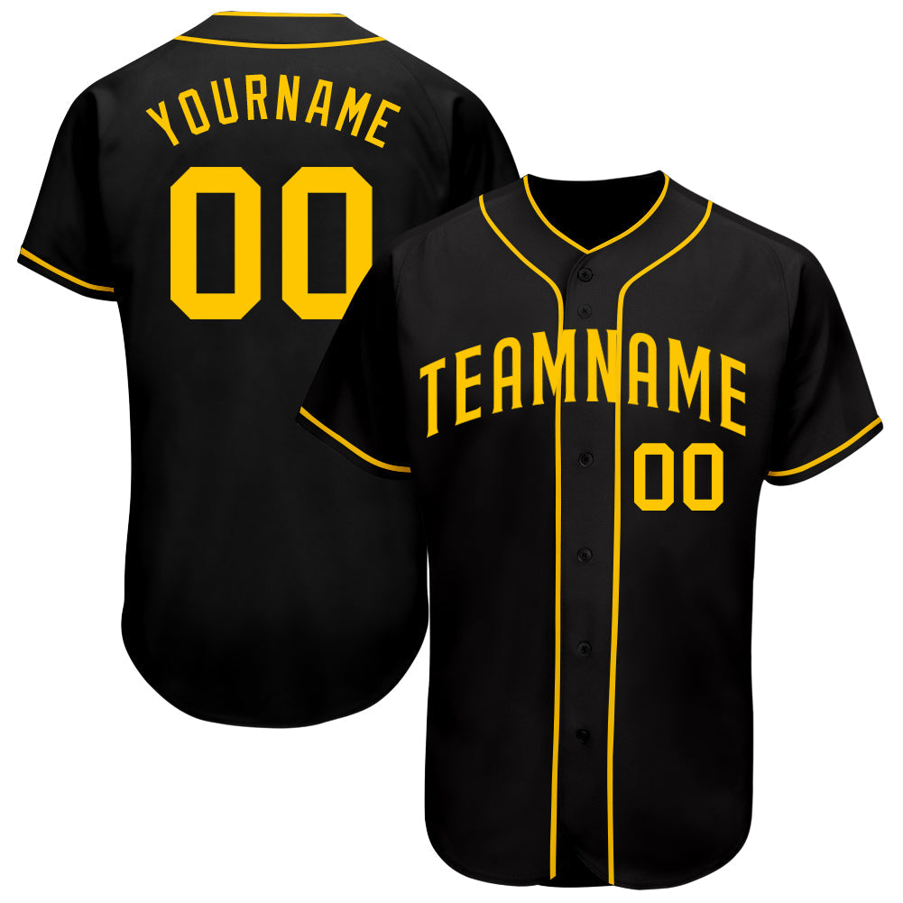 Custom Black Gold Authentic Baseball Jersey - Main View