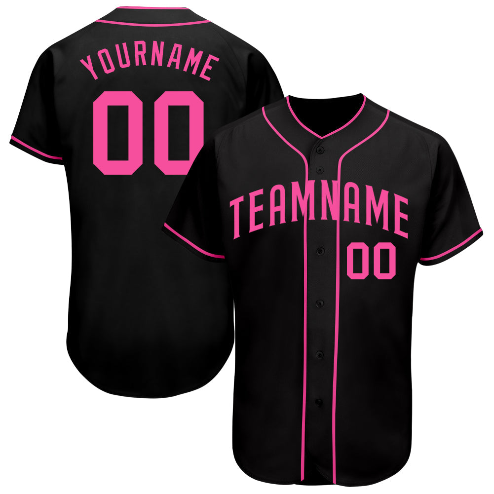 Custom Black Pink Authentic Baseball Jersey - Main View