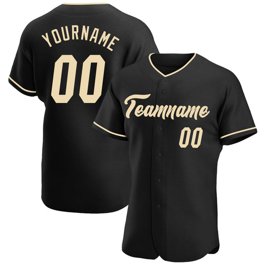 Custom Black Cream Authentic Baseball Jersey - Main View