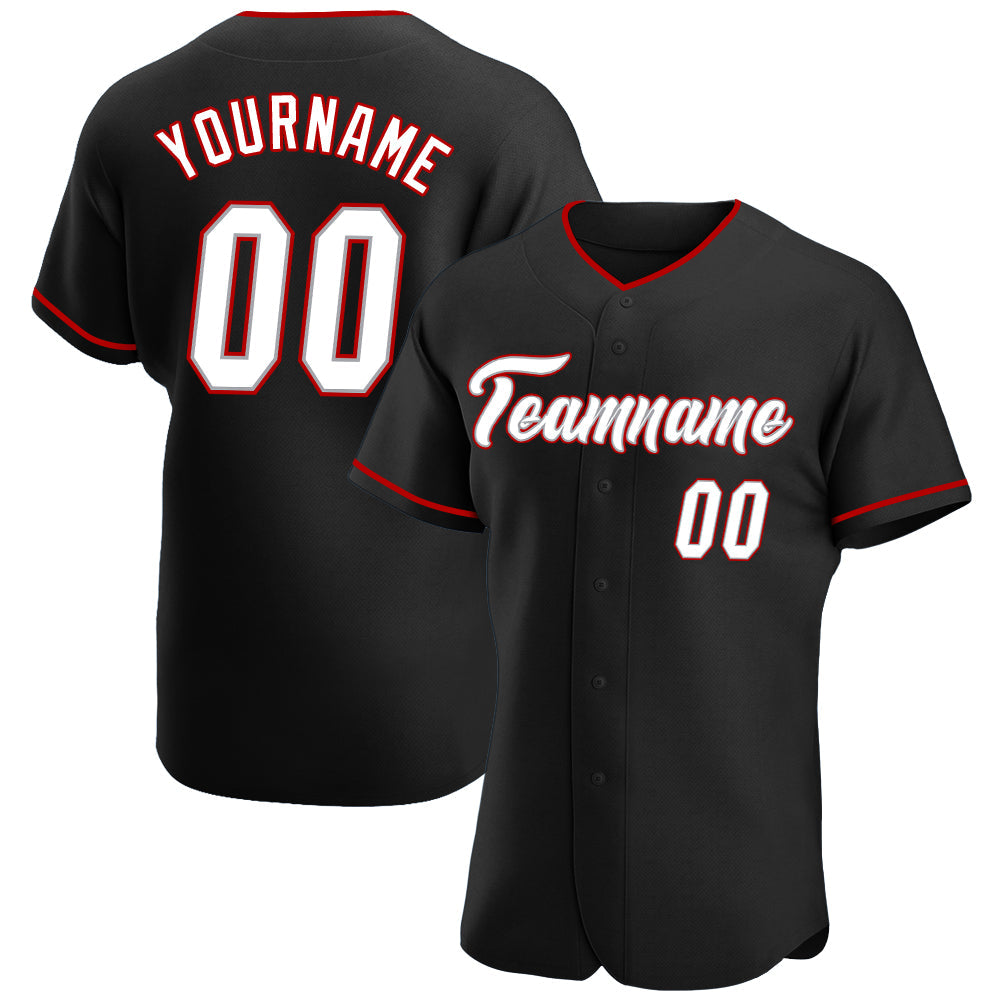 Custom Black White-Gray Authentic Baseball Jersey - Main View