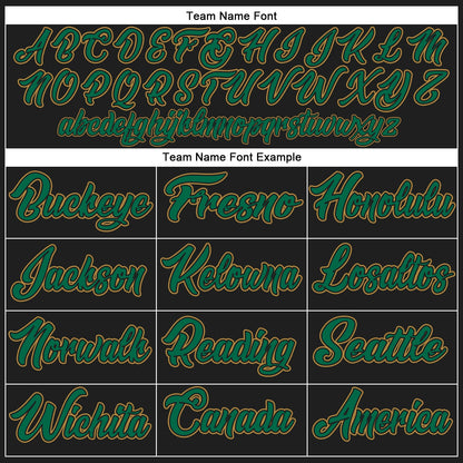 Custom Black Kelly Green-Old Gold Authentic Baseball Jersey view 4