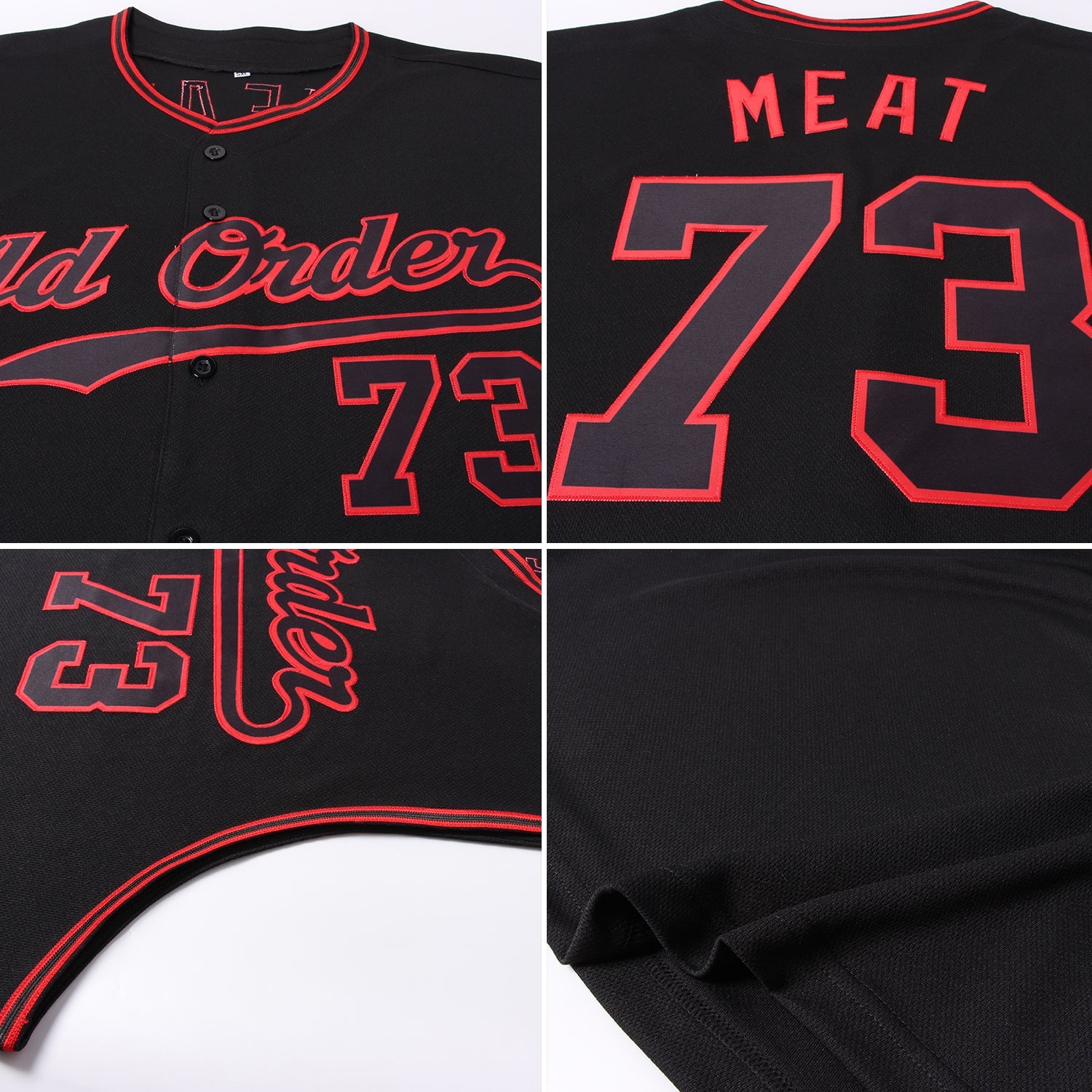 Custom Black Black-Red Authentic Sleeveless Baseball Jersey view 5