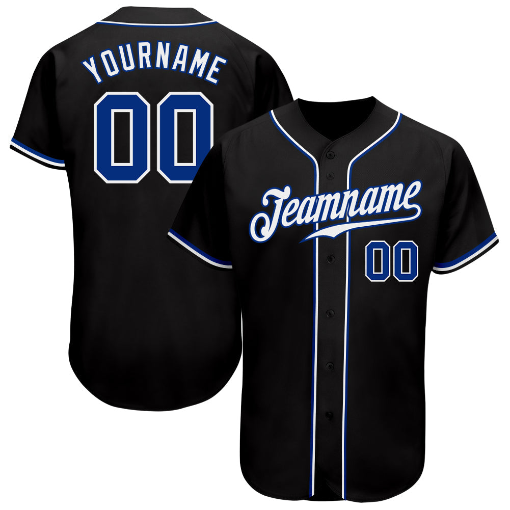 Custom Black Royal-White Authentic Baseball Jersey - Main View