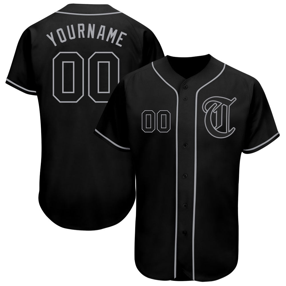 Custom Black Black-Gray Authentic Baseball Jersey - Main View