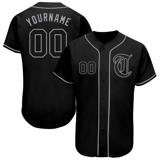 Custom Black Black-Gray Authentic Baseball Jersey - Main View
