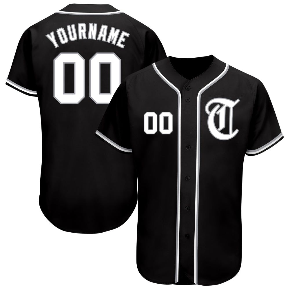 Custom Black White-Gray Authentic Baseball Jersey - Main View