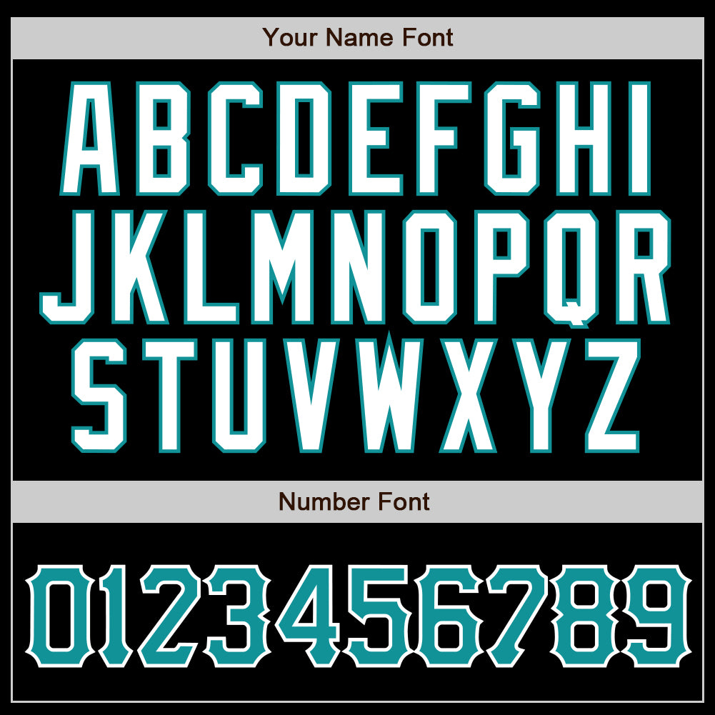 Custom Black Aqua Pinstripe Teal-White Authentic Baseball Jersey view 4